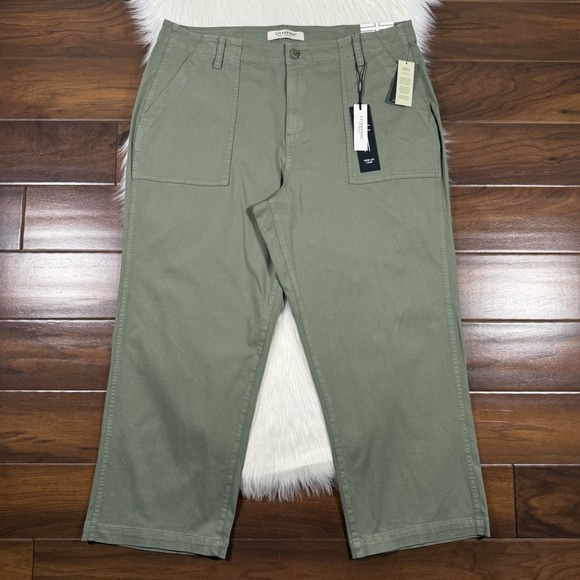 Liverpool Women's Size 16 W Olive Green Cargo‎ Wide Leg Crop Pants - Picture 1 of 10